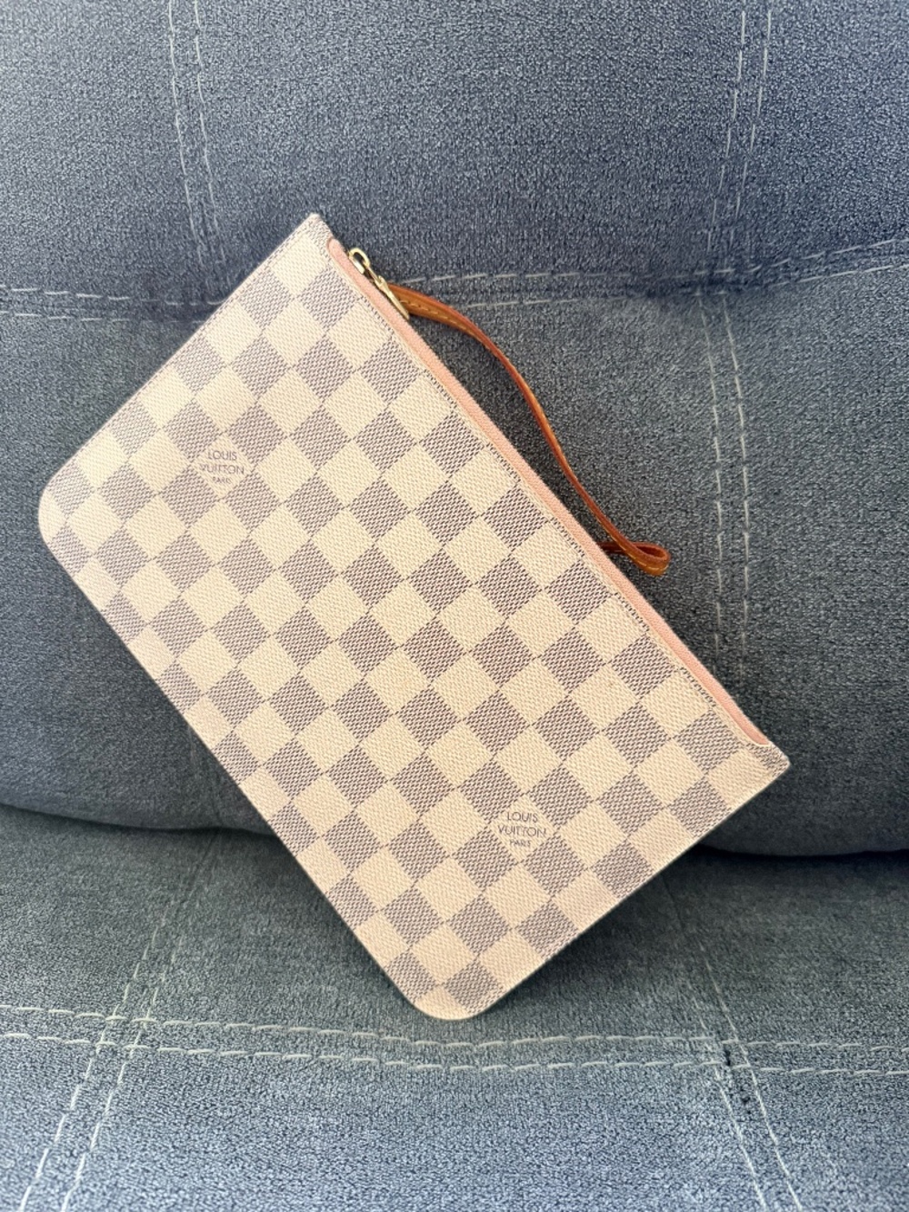 AUTHENTIC DAMIER AZUR NEVER FULL POUCH
